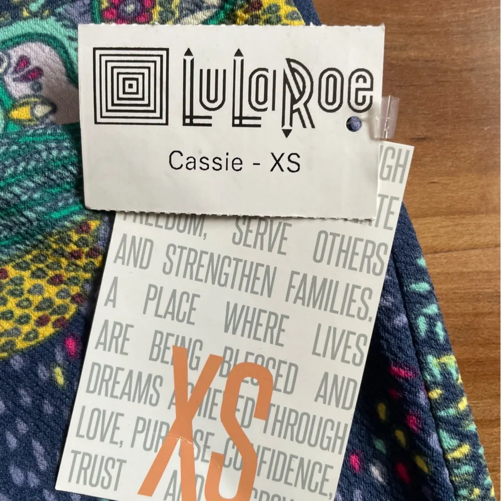 LuLaRoe XS Cassie Blue Knee-length Pencil Skirt Owl Print Midi Animal Print